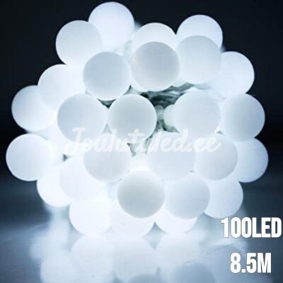 100LED pallikujulised tuled külm valge 8.5M