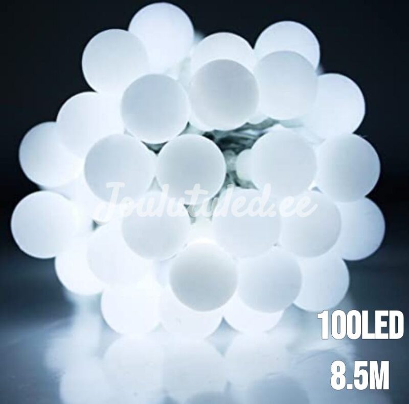 100LED pallikujulised tuled külm valge 8.5M