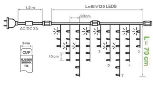 LED gaismas aizkaru mirgošana PRO 5M - Image 6