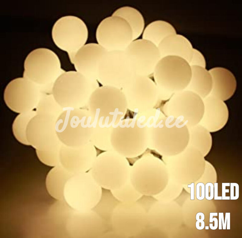 100LED pallikujulised tuled soe valge + külm vaged vilkuvad tulekesed 8,5M