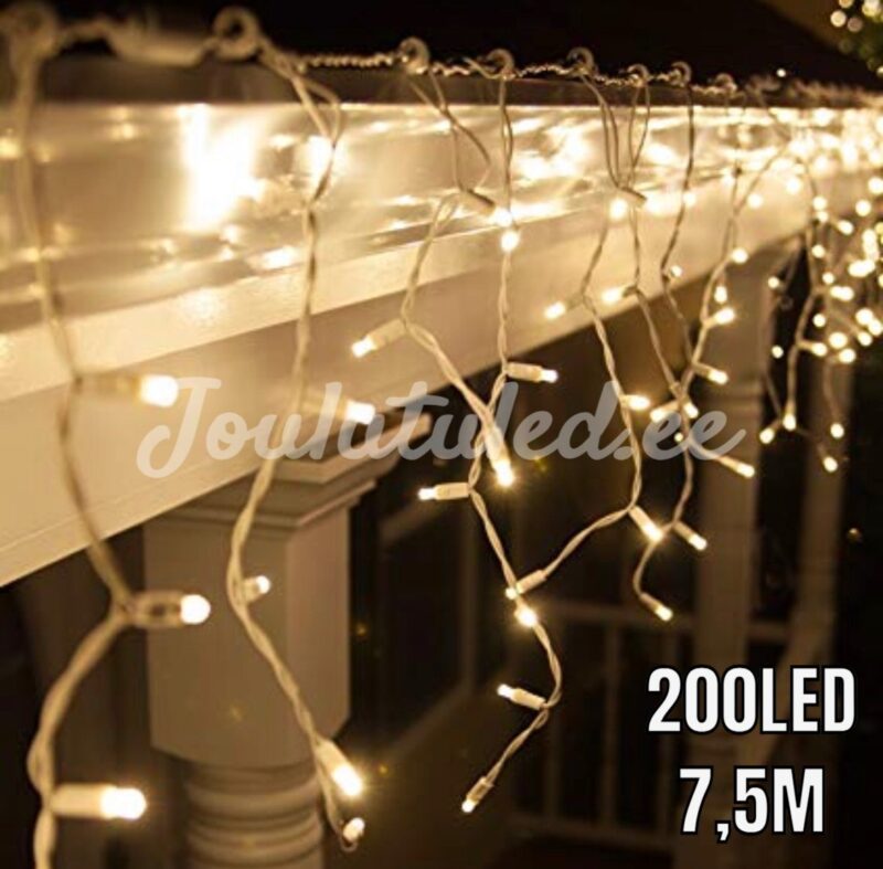 200LED valguskardin soe valge 7.5M
