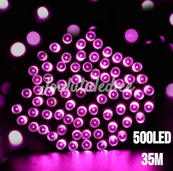 500 LED Ziemassvētku gaismas rozā 35 m