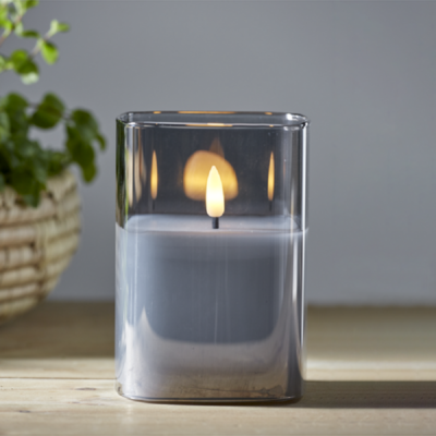 Vahaküünal LED Flamme klaasist Must 12.5cm