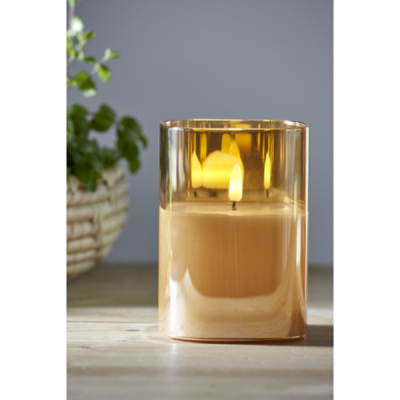 Vahaküünal LED Flamme klaas Merevaigukollane 12.5cm