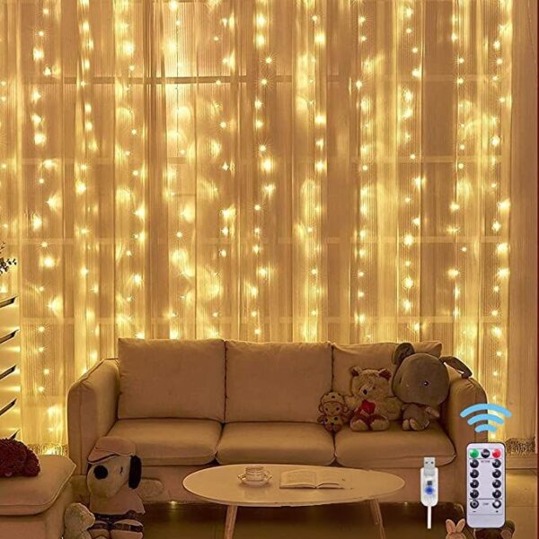 Kalėdinių lempučių užuolaida mini dydžio LED diodai šiltai balta 3M x 1M