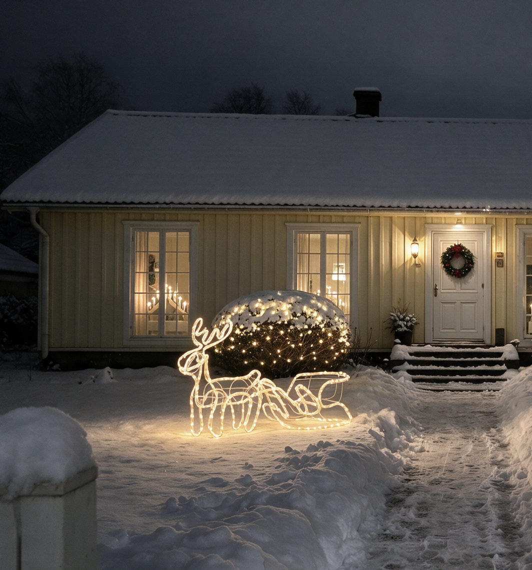 LED Hirv saaniga soe valge