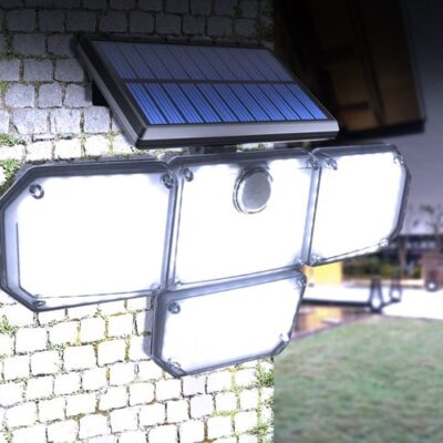 LED-prožektor liikumisanduriga, päikesepaneeliga ning puldiga