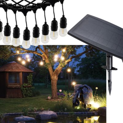 LED lambiketi komplekt rippuvate pesadega 4.5M 10 PIRNI päikesepaneeliga