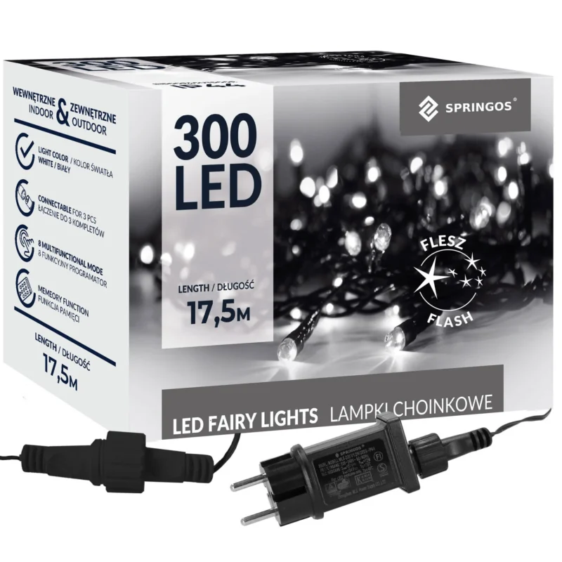 300LED jõulutuled külm valge + vilkuv valge 17.5M - Image 2