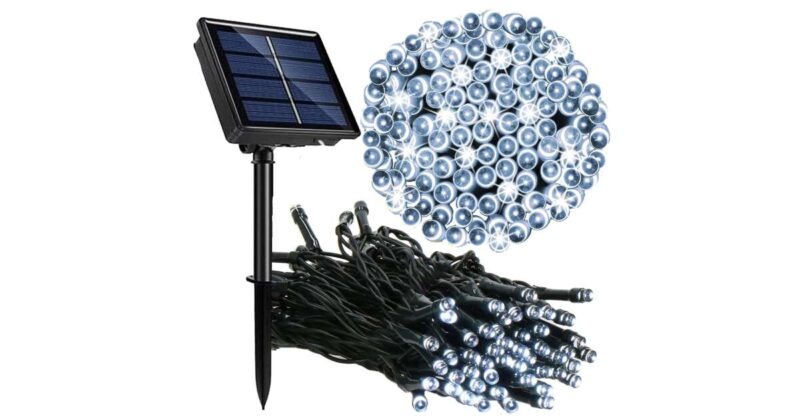 Valguskett 100LED päikesepatareiga külm valge