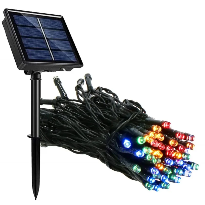 Valguskett 100LED päikesepatareiga värviline