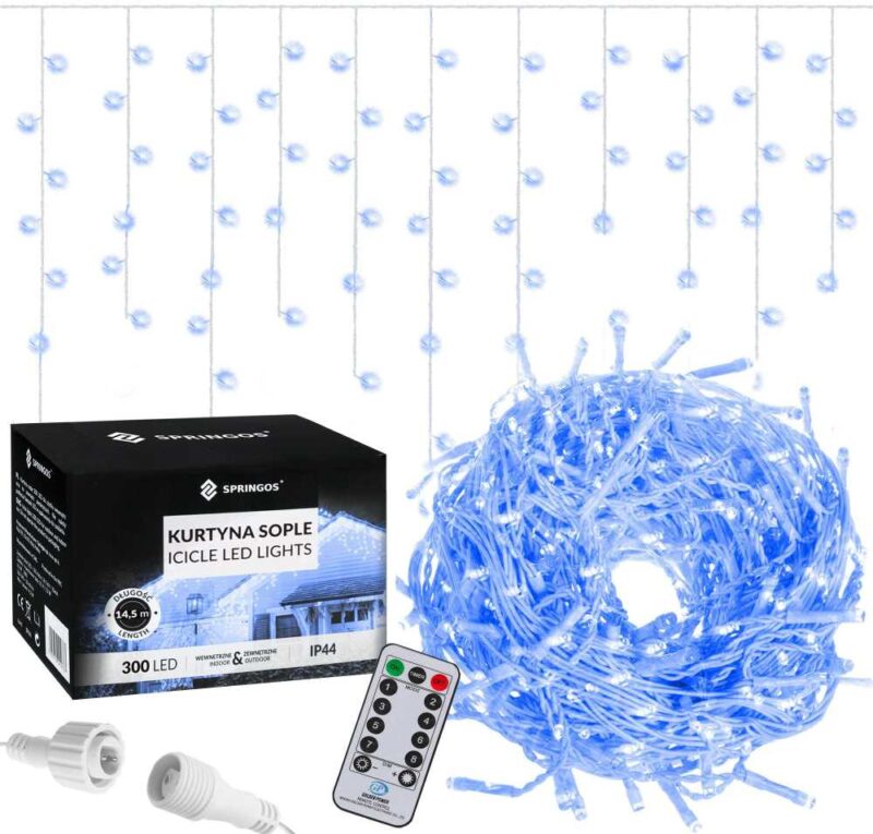300LED valguskardin sinine 14.5M + juhtimise pult - Image 2