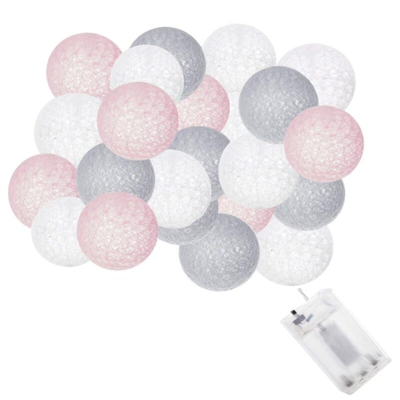 30LED Jõulupallid Cotton Balls 6.1M roosa, hall, valge - Image 4