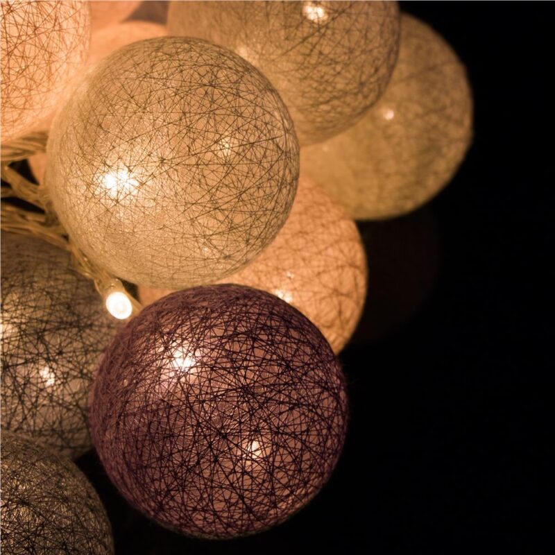 30LED Jõulupallid Cotton Balls 6.1M roosa, hall, valge - Image 2