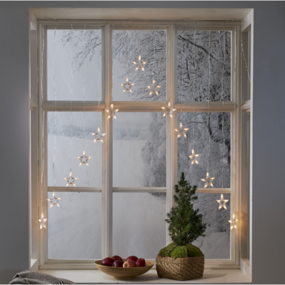 LED Valguskardin 15 Tähekest Soe Valged