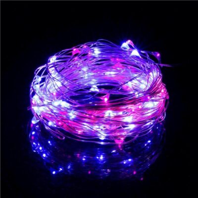 100LED jõulutuled roosa + sinine 9.9M patareidega