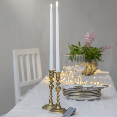 LED küünalde komplekt valge "Flamme Slim" 2tk 38cm  koos juhtimisipudliga