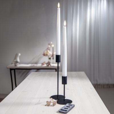 LED küünalde komplekt valge "Flamme Slim" 2tk 28cm koos juhtimisipudliga