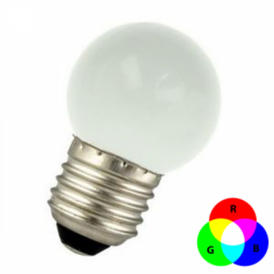 LED Pirn 1W G45 E27 RGB