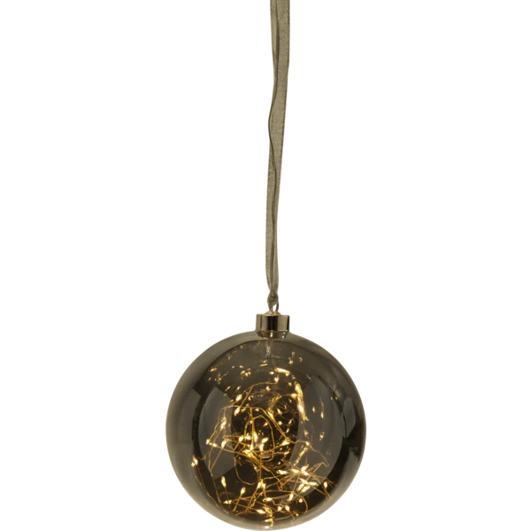 LED klaaskuul "Glow" suitsuklaas Ø 15 cm