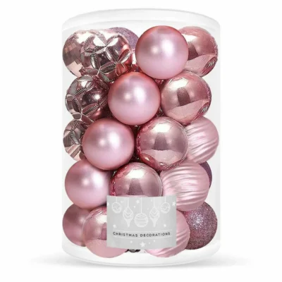 Kuuseehete komplekt 30 tk, roosad kuulid Ø 8 cm
