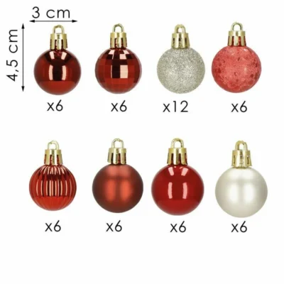 Kuuseehete komplekt 54 tk, punased ja kuldsed minikuulid Ø 3 cm