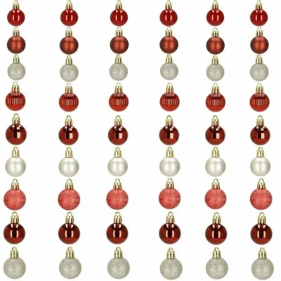 Kuuseehete komplekt 54 tk, punased ja kuldsed minikuulid Ø 3 cm
