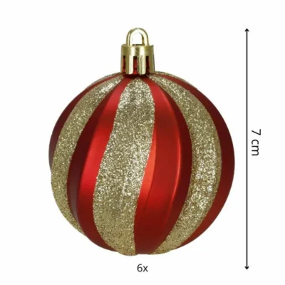 Kuuseehete komplekt 6 tk, puna-kuldsed kuulid Ø 5,5 cm