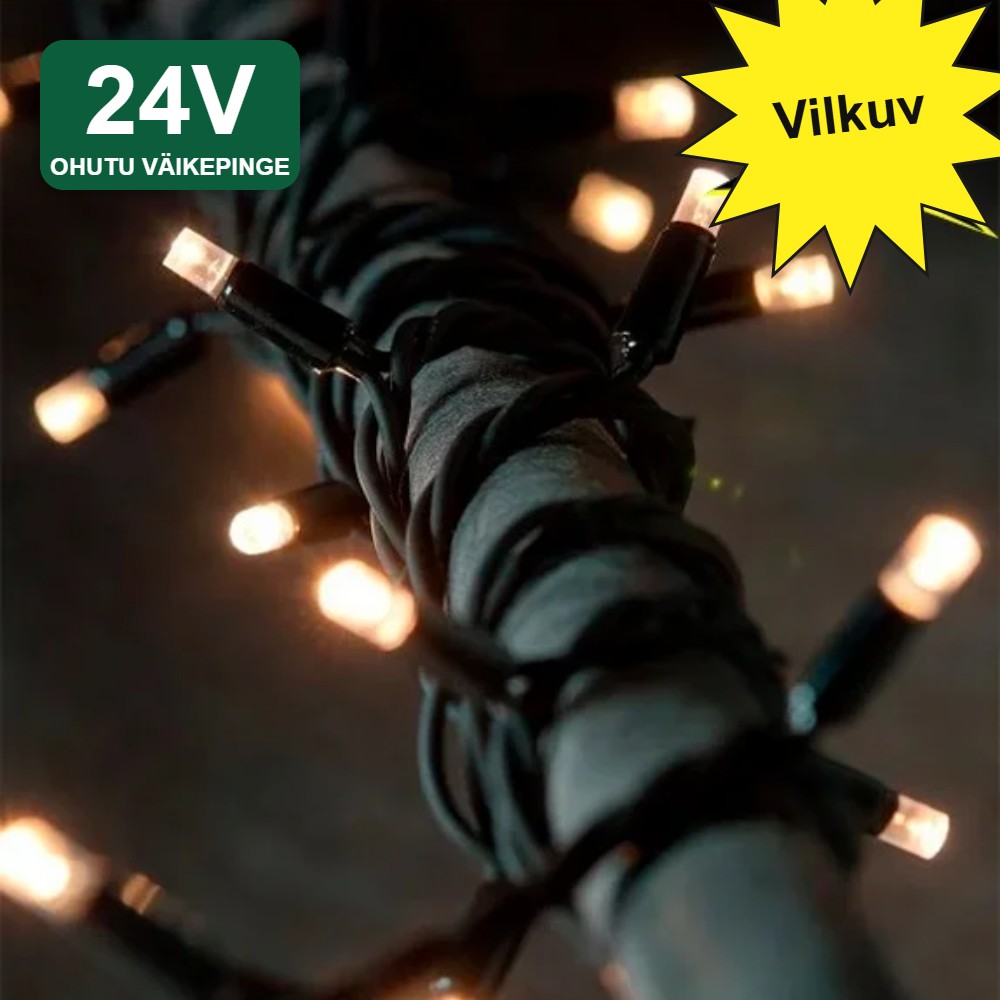 Vilkuv LED valguskett PRO 24V 10M – ohutu väikepinge