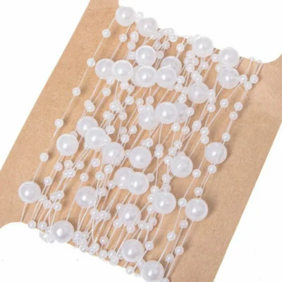 Pärlikee kuusele 5 m, valge, 8 + 3 mm