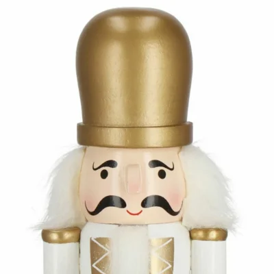 Puidust pähklipureja trummiga 30,5 cm, valge-kuldne