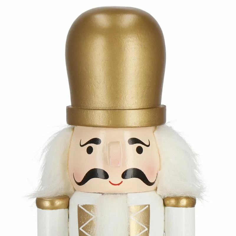 Puidust pähklipureja trummiga 30,5 cm, valge-kuldne