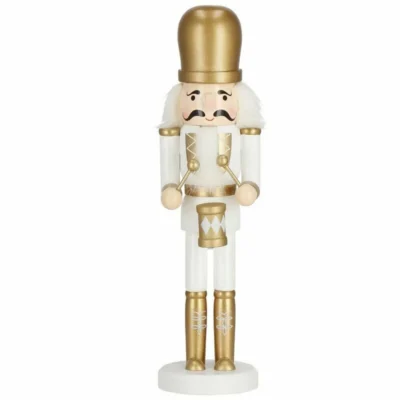 Puidust pähklipureja trummiga 30,5 cm, valge-kuldne